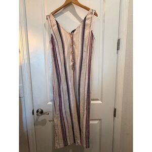 Lily Black Womens Striped Cotton Button Front Wide Leg Jumpsuit Y75851K27 Large